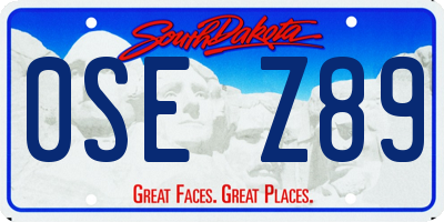 SD license plate 0SEZ89