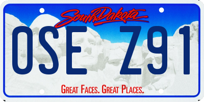 SD license plate 0SEZ91