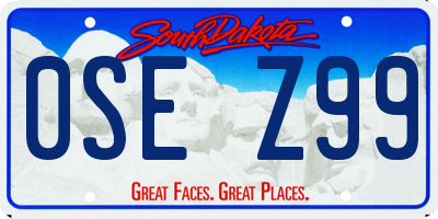 SD license plate 0SEZ99