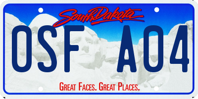 SD license plate 0SFA04