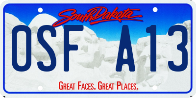 SD license plate 0SFA13