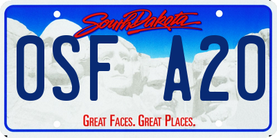 SD license plate 0SFA20