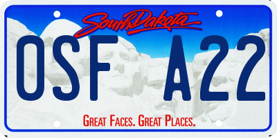 SD license plate 0SFA22