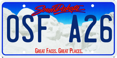SD license plate 0SFA26