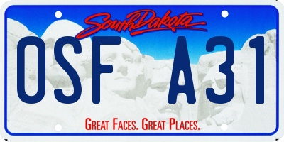 SD license plate 0SFA31