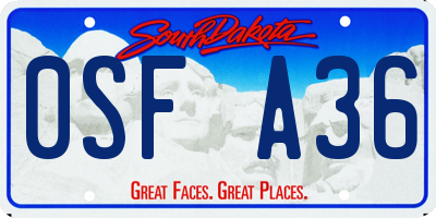 SD license plate 0SFA36