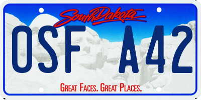 SD license plate 0SFA42