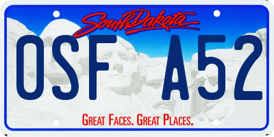 SD license plate 0SFA52