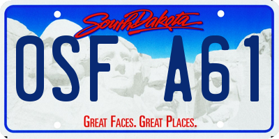 SD license plate 0SFA61
