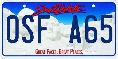SD license plate 0SFA65