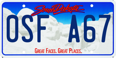 SD license plate 0SFA67