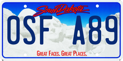 SD license plate 0SFA89