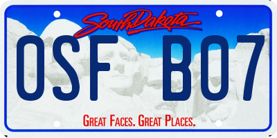 SD license plate 0SFB07