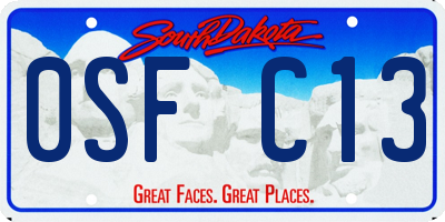 SD license plate 0SFC13