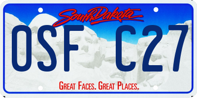 SD license plate 0SFC27