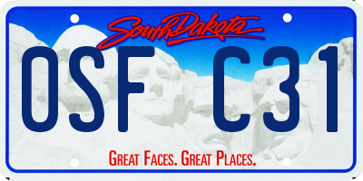 SD license plate 0SFC31