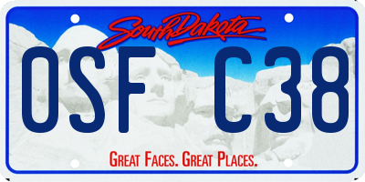 SD license plate 0SFC38