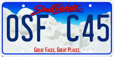 SD license plate 0SFC45