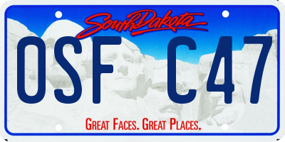 SD license plate 0SFC47