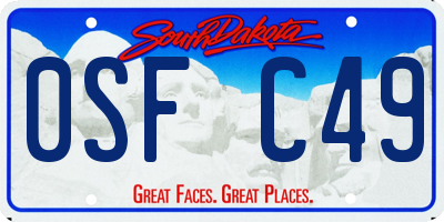 SD license plate 0SFC49