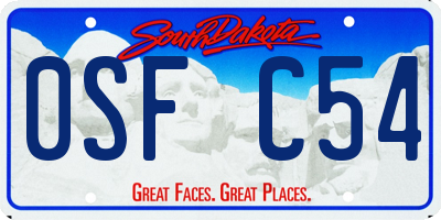 SD license plate 0SFC54