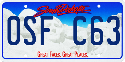 SD license plate 0SFC63