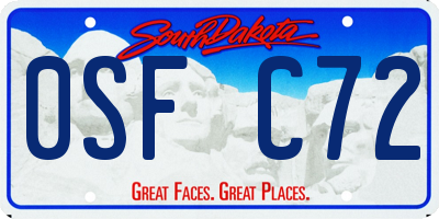SD license plate 0SFC72