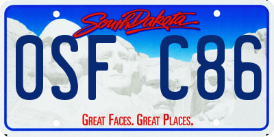 SD license plate 0SFC86