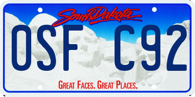 SD license plate 0SFC92