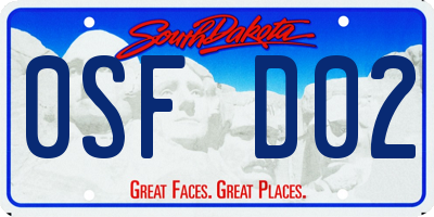 SD license plate 0SFD02