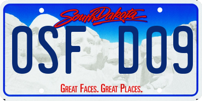 SD license plate 0SFD09