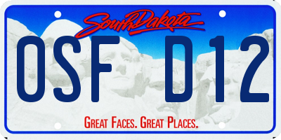 SD license plate 0SFD12