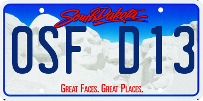 SD license plate 0SFD13