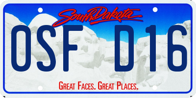 SD license plate 0SFD16