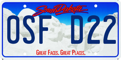 SD license plate 0SFD22