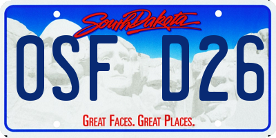SD license plate 0SFD26