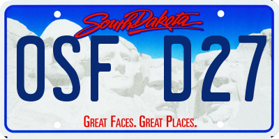 SD license plate 0SFD27