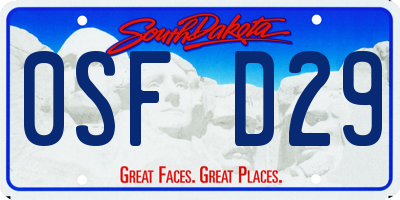 SD license plate 0SFD29
