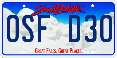 SD license plate 0SFD30