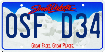 SD license plate 0SFD34