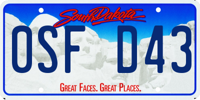 SD license plate 0SFD43
