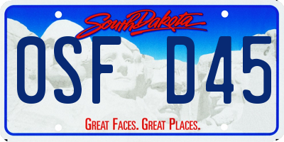 SD license plate 0SFD45