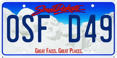 SD license plate 0SFD49