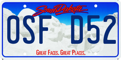 SD license plate 0SFD52