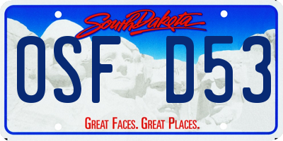 SD license plate 0SFD53