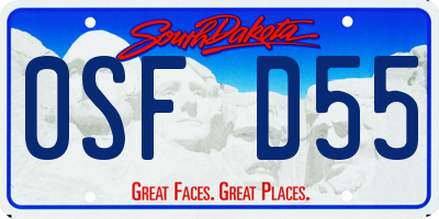 SD license plate 0SFD55