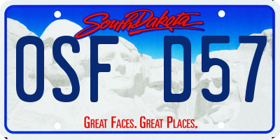 SD license plate 0SFD57