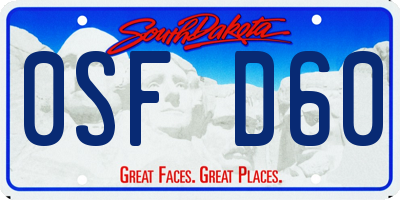 SD license plate 0SFD60