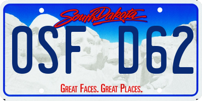 SD license plate 0SFD62