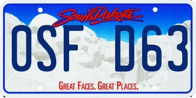 SD license plate 0SFD63